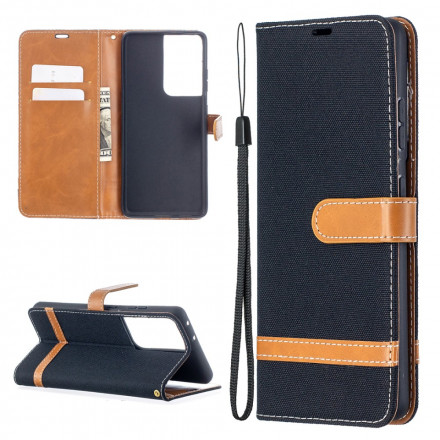 Samsung Galaxy S21 Ultra 5G Fabric and Leather Effect Case with Strap