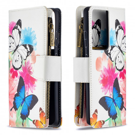 Samsung Galaxy S21 Ultra 5G Zipped Pocket Butterflies Case