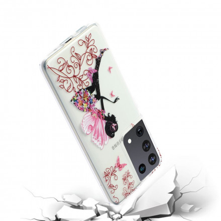 Samsung Galaxy S21 Ultra 5G Transparent Flowery Fairy Case