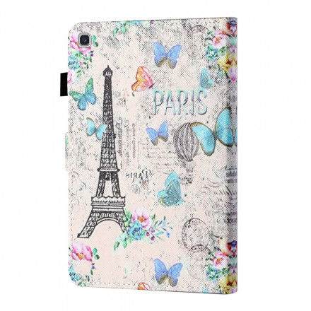 Cover Samsung Galaxy Tab A7 (2020) Tour Eiffel Papillons