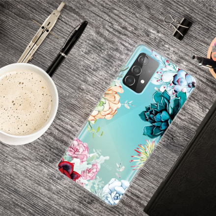 Samsung Galaxy A32 5G Transparent Watercolor Flower Case