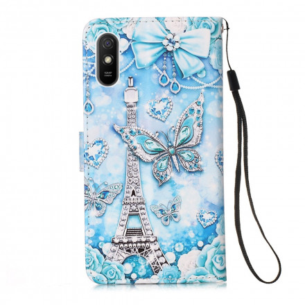 Xiaomi Redmi 9A Eiffel Tower Strap Butterfly Case