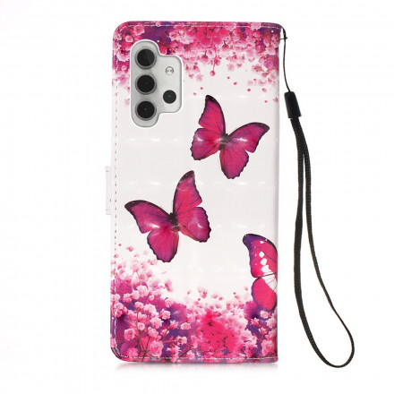 Case Samsung Galaxy A32 5G Red Butterflies