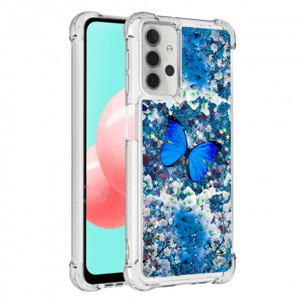 Case Samsung Galaxy A32 5G Blue Butterflies Glitter