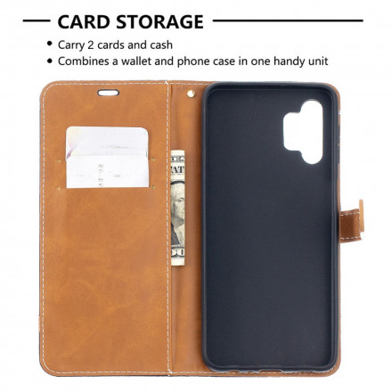 Case Samsung Galaxy A32 5G Fabric and Leather effect with strap