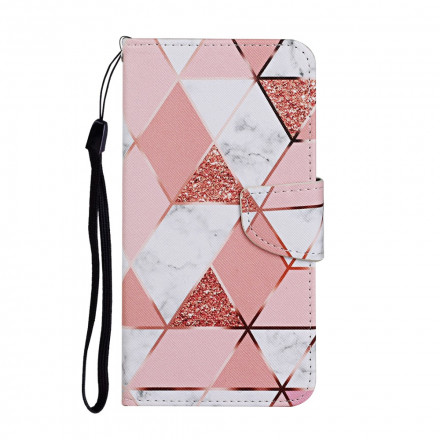 Samsung Galaxy A52 5G Marble and Glitter Case with Strap