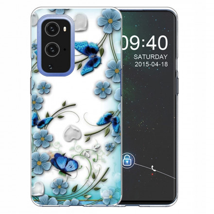OnePlus 9 Pro Case Butterflies and Flowers Retro