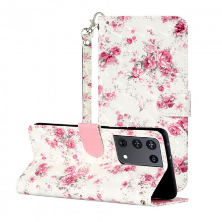 Case Samsung Galaxy S21 Ultra 5G Flowers Light Spots with Strap