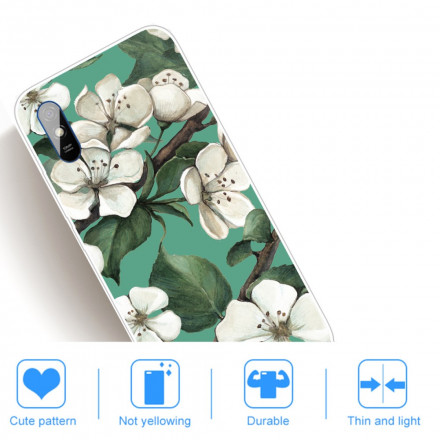 Xiaomi Redmi 9A Cover Painted White Flowers