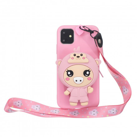 3D Piggy iPhone 11 Case with Carabiner Strap