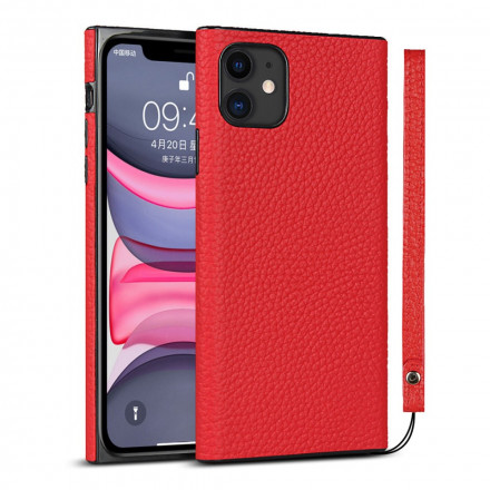 Genuine Leather Lychee iPhone 11 Case with Strap
