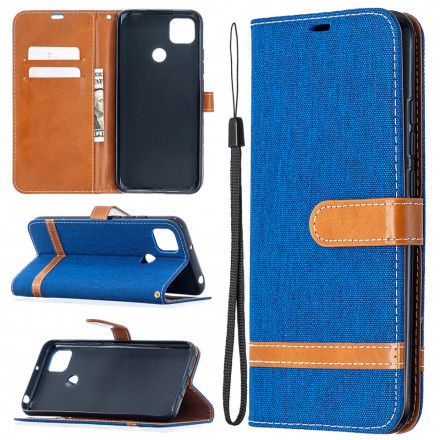 Xiaomi Redmi 9C Fabric and Leather effect case with strap