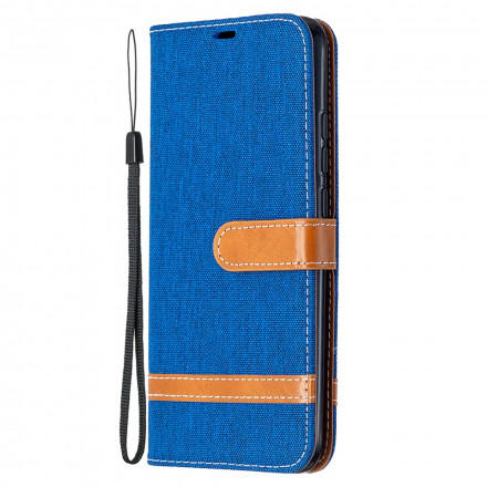 Xiaomi Redmi 9C Fabric and Leather effect case with strap