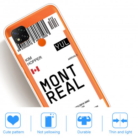 Case Xiaomi Redmi 9C Boarding Pass to Montreal