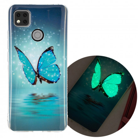 Xiaomi Redmi 9C Butterfly Case Blue Fluorescent