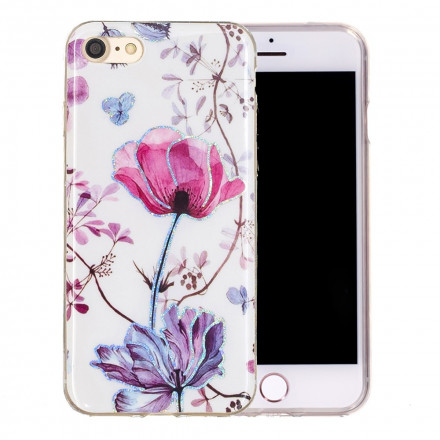 Case iPhone SE 2 / 8 / 7 Flowers Glitter Design