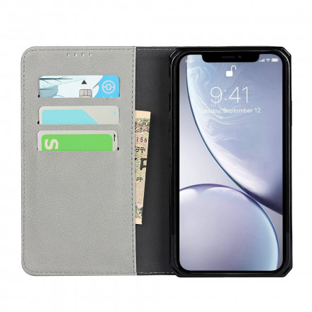 Flip Cover iPhone XR Genuine Leather Lychee Detachable Cover