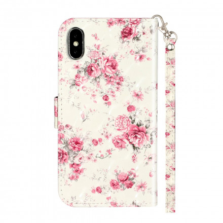 Case iPhone X / XS Flowers Light Spots with Strap