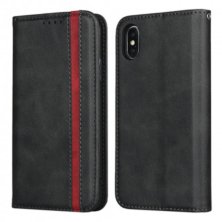Flip Cover iPhone XS Max Leather Effect Two-tone with Strap