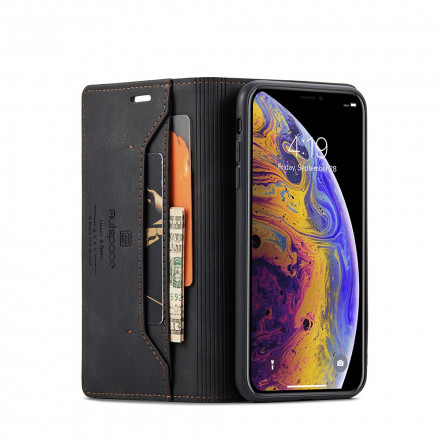 Flip Cover iPhone XS Max Effet Cuir Technologie RFID