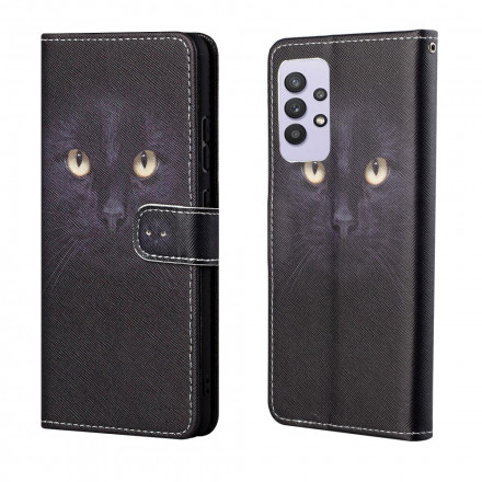 Samsung Galaxy A32 4G Black Cat Eye Case with Strap