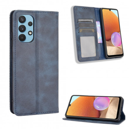 Flip Cover Samsung Galaxy A32 4G Effet Cuir Vintage Stylisé