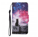 Case Samsung Galaxy A12 Cat Stories with Strap