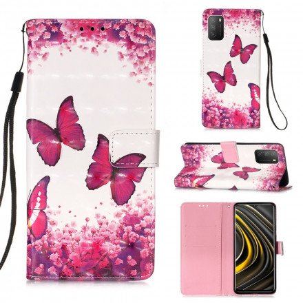 Cover Xiaomi Poco X3 Papillons Rouges
