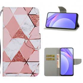 Xiaomi Mi 10T Lite 5G / Redmi Note 9 Pro 5G Marble and Glitter Case with Strap