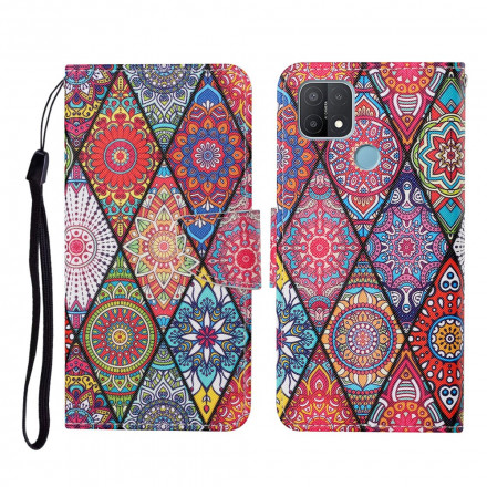 Oppo A15 Patchwork Case with Strap