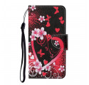 Oppo A15 Case Flowers and Hearts with Strap