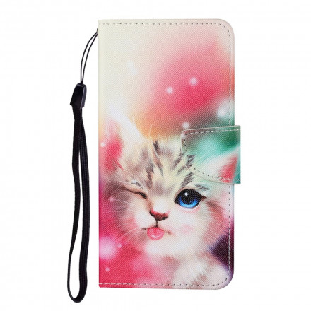 Case Oppo A15 Cat Stories with Lanyard