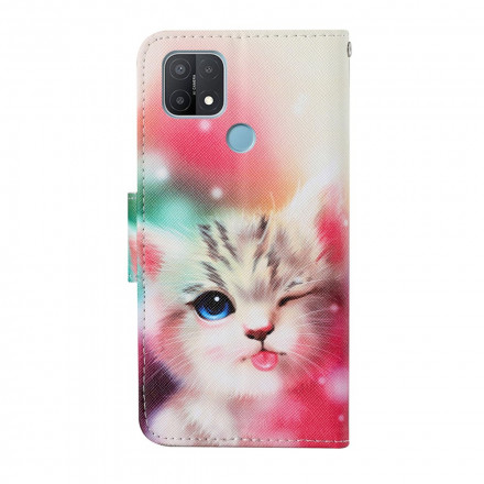 Case Oppo A15 Cat Stories with Lanyard