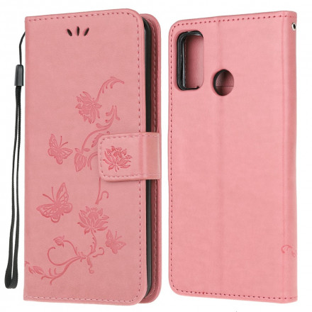 Moto G30 / Moto G10 Butterflies And Flowers Lanyard Case