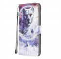 Moto G50 Winter Cover Wolf with Strap