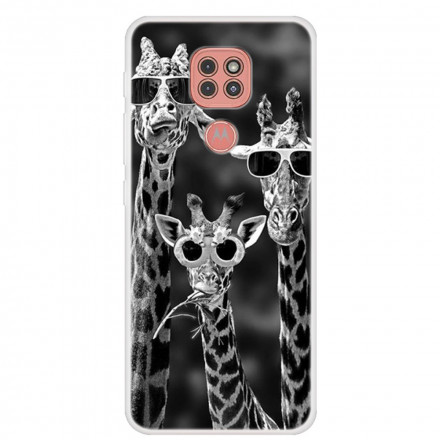 Moto G9 Play Giraffes with Glasses Case