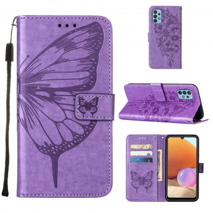 Case Samsung Galaxy A32 4G Butterfly Design with Strap