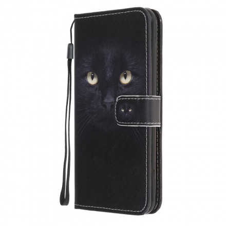 Samsung Galaxy A22 5G Black Cat Eye Case with Strap