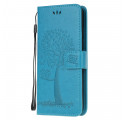 Case Samsung Galaxy A22 4G Tree and Owls with Strap