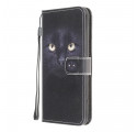 Samsung Galaxy A22 4G Black Cat Eye Case with Strap