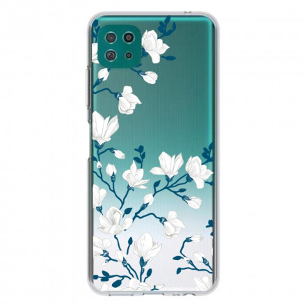 Case Samsung Galaxy A22 5G White Flowers