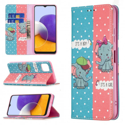 Flip Cover Samsung Galaxy A22 5G Baby Elephants