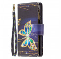 Case Samsung Galaxy A22 5G Zipped Pocket Butterflies Art