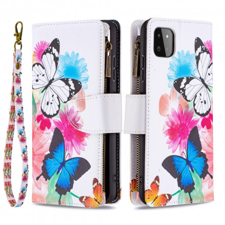 Samsung Galaxy A22 5G Zipped Pocket Butterflies Case