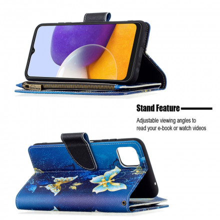 Samsung Galaxy A22 5G Zipped Pocket Butterflies Case