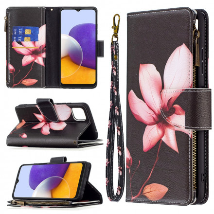 Case Samsung Galaxy A22 5G Zipped Pocket Flower