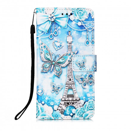 Case Samsung Galaxy A22 5G Eiffel Tower Butterflies with Lanyard
