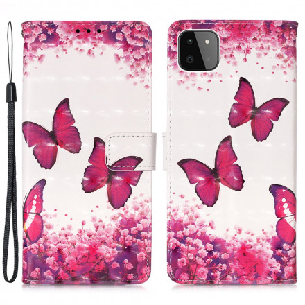 Case Samsung Galaxy A22 5G Red Butterflies