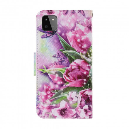 Samsung Galaxy A22 5G Case Butterflies and Tulips