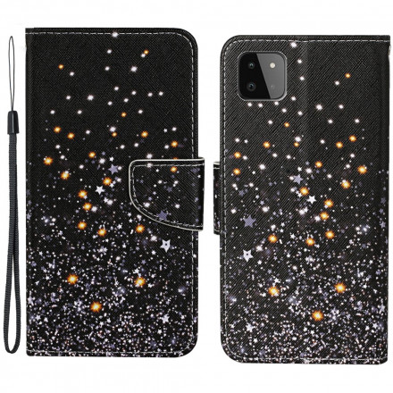 Samsung Galaxy A22 5G Star and Glitter Case with Strap